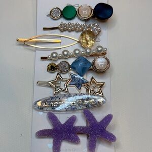 NWT Acrylic & Pearl Hair Clip Set